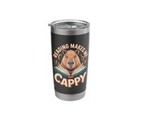 Book Lover Reading Makes Me Cappy Pun Capybara Reading Stainless Steel Insulated Tumbler