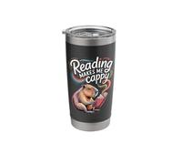 Book Lover Reading Makes Me Cappy Pun Capybara Reading Stainless Steel Insulated Tumbler