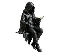 Book Lover Shelf Decor Figure Resin Statue, Gothic Reading Scholar Decoration for Libraries, Desks, Mantels and Cozy Study Rooms Gothic Reading Figurine Dark Fantasy Decor Resin Reader Statue Accent