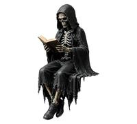 Book Lover Shelf Decor Figure Resin Statue, Gothic Reading Scholar Decoration for Libraries, Desks, Mantels and Cozy Study Rooms Gothic Reading Figurine Dark Fantasy Decor Resin Reader Statue Accent