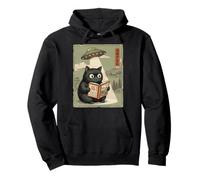 Book Lover UFO Alien Abduction Vintage Japanese Cat Pullover Hoodie