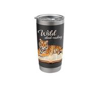 Book Lover Wild About Reading Tiger Bookworm Stainless Steel Insulated Tumbler