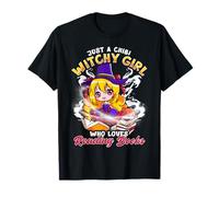 Book Lover Witch Chibi Anime Girl Aesthetic Kawaii Reading T-Shirt