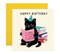 Book Lover's Birthday Card - Next Chapter Reading - Greetings for Readers Friend Sister Brother Partner Colleague Wife Husband Bro Buddy Pal Son Daughter - Moving On- Comes with Stickers