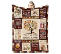 Book Lovers Blanket, 50" x 60" Reading Flannel Throw, Reading gifts, Birthday Present Ideas, Literary Gifts for Book Lovers, Readers, Bookworm, Librarian, Men, Women, Friends (Brown)