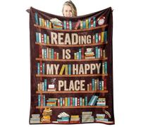 Book Lovers Blanket, 50" x 60" Reading Flannel Throw, Reading gifts, Christmas, Halloween, Birthday Present Ideas, Literary Gifts for Book Lovers, Readers, Bookworm, Librarian, Friends (Brown)