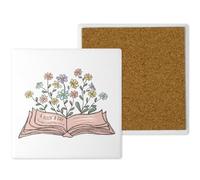 Book Lover's Ceramic Coaster - Handprinted in the UK | Unique designs for book lovers, 10cm x 10cm, Sold individually | Gift Boxed (A Book a Day)
