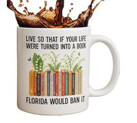 Book Lovers Coffee Mug 11oz, Librarian Painted Book Mugs, Bookworm Cup Novelty Ceramic Drinkware Decoration for Birthday Christmas Graduation Reader Mom Teacher Friends