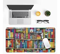 Book Lover's Desk Mat, Large PU Leather Desk Pad with Non-Slip Base, Literary Office Keyboard Mat Ideal Gift for Readers, Gaming & Home Work （27.56 * 13.78in）