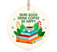 Book Lovers Gift Ideas Book Christmas Ornament Gift for Reading Lover Women Wooden Hanging for Christmas Tree Decorations Nerd Reading Gifts for Readers Books Lovers Books Club Decorations