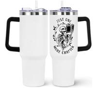 Book Lovers Gifts 40oz Tumbler with Handle and Straw Lid,Vacuum Insulated Leak Proof Tumbler bookish gifts for Women Readers Librarian,Book Accessories Stainless Steel Travel Mug,Bookish Skeleton