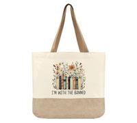 Book Lovers Gifts, Book Tote Bag, Flower Bookish Gifts for Women Readers Librarians Friends Wife Sister Mom, Reusable Banned Tote Bag for School Shopping Birthday Christmas Thanksgiving