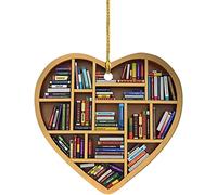 Book Lovers Heart Acrylic Tree Ornament - Reading Book Christmas Tree Decorations Gift for Halloween, Thanksgiving, Christmas