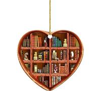 Book Lovers Heart Decorations Reading Books Christmas Decorations Librarian Books Decorations Books Stack Pendants Mom Plaque Glass (S, One Size)