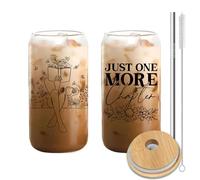Book Lovers 'Just One More Chapter' 16 Oz Glass Cup - Reader Gifts for Bookworms, Librarians, Bookaholics - Bookish Themed Birthday Present for Her