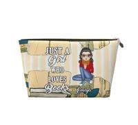 Book Lovers Makeup Bag Gifts for Women Personalized Portrait Bookworm Cosmetic Bag Zipper Pouch Custom Just A Girl Who Loves Book Makeup Zipper Pouch Bag Librarian Gifts for Birthday Christmas,08