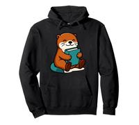 Book Loving Otter Reading Graphic Cute Cozy Pullover Hoodie