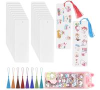 Book Mark Making for Children, 20 Blank Paper Bookmarks with 1 Pack of Stickers and 20 Tassels, DIY Bookmark for Kids, Makes it Easier for Kids to Start, No Need for Colouring or Painting(Bunny)