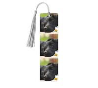 Book Marks for Readers Book Lovers Cute Black Labrador Dog Wooden Bookmark with Tassels
