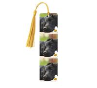 Book Marks for Readers Book Lovers Cute Black Labrador Dog Wooden Bookmark with Tassels