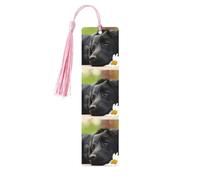 Book Marks for Readers Book Lovers Cute Black Labrador Dog Wooden Bookmark with Tassels