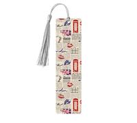 Book Marks for Readers Book Lovers Union Jack British Flag Wooden Bookmark with Tassels