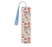 Book Marks for Readers Book Lovers Union Jack British Flag Wooden Bookmark with Tassels