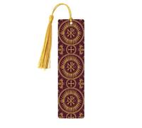 Book Marks for Readers Lovers Classic Orthodox Seamless Pattern Wooden Bookmark with Tassels