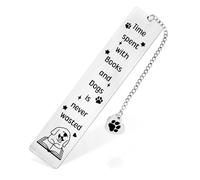 Book Marks for Reading Women, Cute Dog Lover Gifts Stainless Steel Dog Bookmark with Heart Pendant Golden Retriever Dog Mom Gift for Readers Women Men Teacher Book Lovers