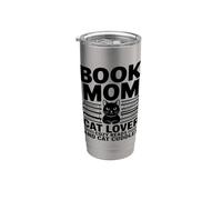 Book Mom Cat Lover Cozy Reads and Cat Cuddles Stainless Steel Insulated Tumbler