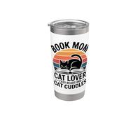 Book Mom Cat Lover Cozy Reads and Cat Cuddles Stainless Steel Insulated Tumbler