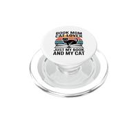 Book Mom Cat Lover Just My Book And My Cat PopSockets PopGrip for MagSafe