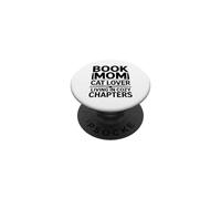 Book Mom Cat Lover Living In Cozy Chapters PopSockets Adhesive PopGrip
