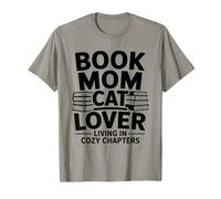 Book Mom Cat Lover Living in Cozy Chapters T-Shirt