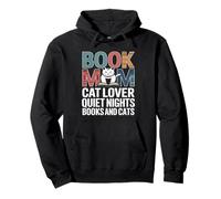 Book Mom Cat Lover Quiet Nights Books And Cats Pullover Hoodie