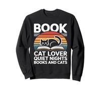 Book Mom Cat Lover Quiet Nights Books And Cats Sweatshirt
