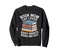 Book Mom Cat Lover Quiet Nights Books And Cats Sweatshirt
