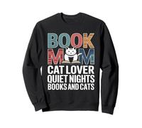 Book Mom Cat Lover Quiet Nights Books And Cats Sweatshirt