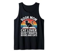 Book Mom Cat Lover Quiet Nights Books and Cats Tank Top