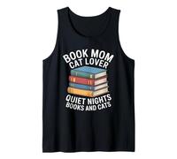 Book Mom Cat Lover Quiet Nights Books and Cats Tank Top