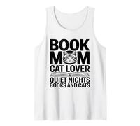 Book Mom Cat Lover Quiet Nights Books and Cats Tank Top