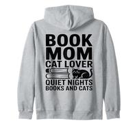 Book Mom Cat Lover Quiet Nights Books And Cats Zip Hoodie