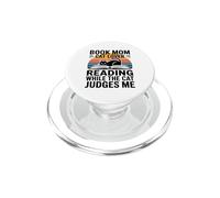 Book Mom Cat Lover Reading While The Cat Judges Me PopSockets PopGrip for MagSafe