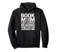 Book Mom Cat Lover Reading While The Cat Judges Me Pullover Hoodie