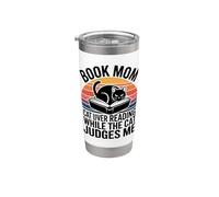 Book Mom Cat Lover Reading While The Cat Judges Me Stainless Steel Insulated Tumbler