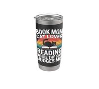 Book Mom Cat Lover Reading While The Cat Judges Me Stainless Steel Insulated Tumbler