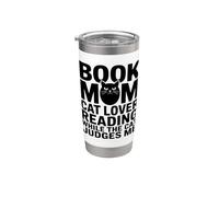 Book Mom Cat Lover Reading While The Cat Judges Me Stainless Steel Insulated Tumbler