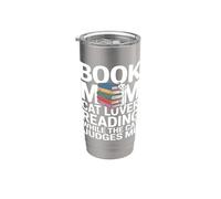Book Mom Cat Lover Reading While The Cat Judges Me Stainless Steel Insulated Tumbler