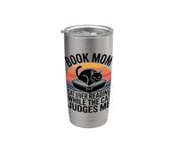 Book Mom Cat Lover Reading While The Cat Judges Me Stainless Steel Insulated Tumbler