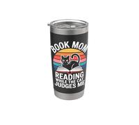 Book Mom Cat Lover Reading While The Cat Judges Me Stainless Steel Insulated Tumbler